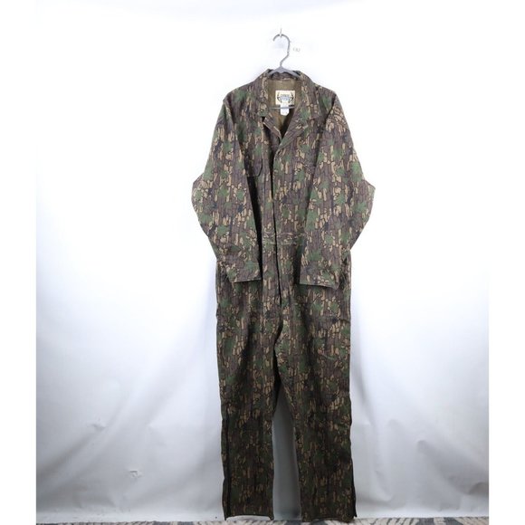 Vintage 90s Streetwear 2XL Faded Trebark Camouflage Wide Leg Coveralls Bibs USA